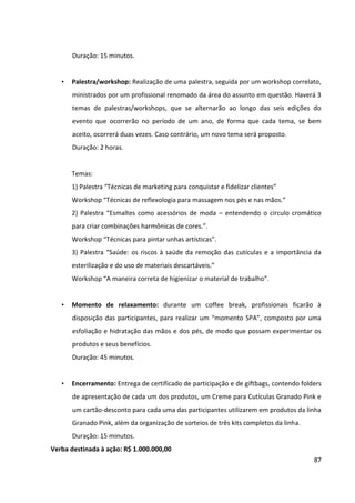 87



    Fan Page no Facebook
       Linha editorial: divulgação de produtos da linha com informações e direcionamento
       para o site, além da divulgação de ações promocionais e campanhas da Granado
       Pink.


    Twitter
       Linha editorial: ser o principal ponto de contato entre a marca e os consumidores. Os
       tuites realizados pela Granado Pink devem incentivar a interatividade com os
       seguidores, sempre com a utilização de “hashtags” que identifiquem o conteúdo da
       mensagem, como por exemplo:
       #toquepink: informações e dicas sobre produtos.
       #pitipink: estímulo para saber de problemas ou sugestões de consumidoras sobre os
       produtos.


    Canal no You Tube
       Linha editorial: reunir os vídeos produzidos pelas consumidoras sobre os produtos,
       exibir vídeos da Granado Pink com dicas de beleza e bem-estar, bem como making-
       off de campanhas.


    Pinterest
       Linha editorial: a rede deve ser utilizada para criar imagem de marca. Criar Boards e
       postar imagens que combinem com o estilo de vida que as consumidoras da Granado
       Pink buscam, mostrando a elas que a marca as compreende.


AÇÃO: BANNERS ONLINE


Criação de banners de divulgação do novo site, das redes sociais e de concursos culturais da
marca, a serem veiculados no Facebook e em sites verticais, destinados ao público feminino,
como os de moda, beleza e sobre o universo vintage.
    UOL
    Site M de Mulher
 