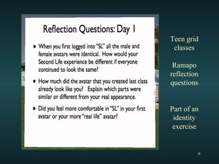 Teen grid classes Ramapo reflection questions Part of an identity exercise 