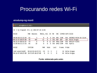 Procurando redes Wi-Fi
airodump-ng mon0
 