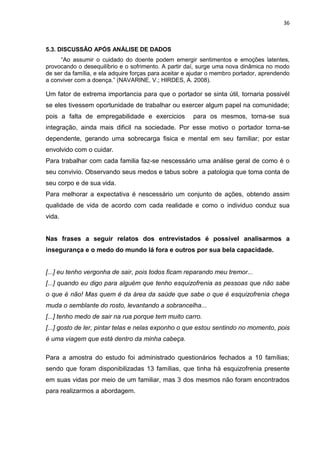 36



5.3. DISCUSSÃO APÓS ANÁLISE DE DADOS
     “Ao assumir o cuidado do doente podem emergir sentimentos e emoções latent...