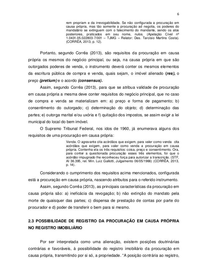 DA POSSIBILIDADE DA PROCURAÇÃO IN REM SUAM, OU "EM CAUSA PRÓPRIA" NO