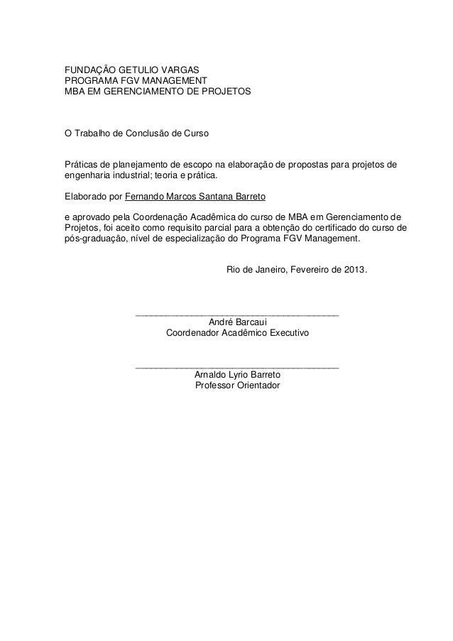 Curso gerenciamento de projetos fgv