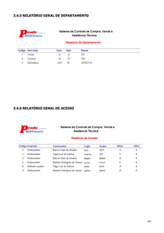 49
3.4.5 RELATÓRIO GERAL DE DEPARTAMENTO
3.4.6 RELATÓRIO GERAL DE ACESSO
 