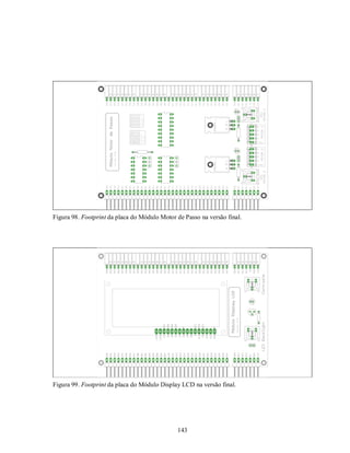 Figura 98. Footprint da placa do Módulo Motor de Passo na versão final.




Figura 99. Footprint da placa do Módulo Display LCD na versão final.




                                              143
 