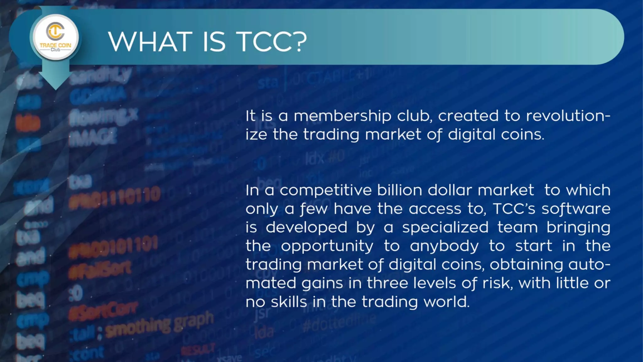 PRESENTATION IN ENGLISH PDF - Trade Coin Club - Tcc Ingles | PDF