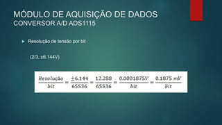 MÓDULO DE AQUISIÇÃO DE DADOS
CONVERSOR A/D ADS1115
 Resolução de tensão por bit
(2/3, ±6.144V)
 