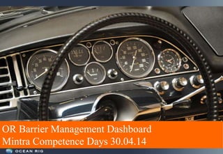 OR Barrier Management Dashboard
Mintra Competence Days 30.04.14
 