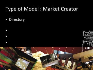 Type of Model : Market CreatorDirectory เป็นส่วนที่เป็นเหมือน “ตลาด” สำหรับนักออกแบบ ศิลปิน และองค์กรต่างๆรวบรวมผลงานของ นักออกแบบ และองค์กรนักออกแบบฝากประวัติ และผลงานองค์กรสามารถค้นหานักออกแบบ และศิลปินที่เหมาะสม