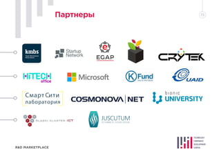 R&D MARKETPLACE
Партнеры 15
Смарт Сити
лаборатория
 