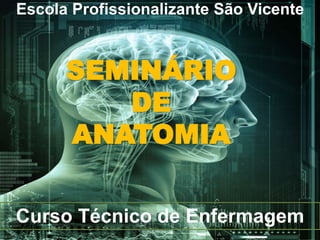 Escola Profissionalizante São Vicente
SEMINÁRIO
DE
ANATOMIA
Curso Técnico de Enfermagem
 
