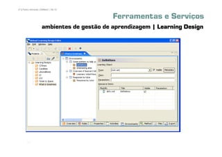 37 | Pedro Almeida | DMMeD | 09-10


                                           Ferramentas e Serviços
                    ambientes de gestão de aprendizagem | Learning Design




       [37]
 