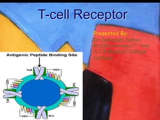 7/16/2022 1
T-cell Receptor
Presented By:
Dr.Debasish Sahoo
M.D(Microbiology).1ST Year
S.C.B.Medical College
Cuttack
 