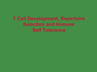 T Cell Development, Repertoire Selection and Immune Self Tolerance 