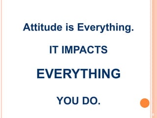 6
Attitude is Everything.
IT IMPACTS
EVERYTHING
YOU DO.
 