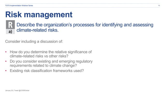 TCFD implementation webinar series - risk management with HSBC | PPT