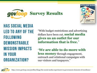 Survey Results
“With budget restrictions and advertising
dollars have been cut, social media
gives us an outlet for our
in...
