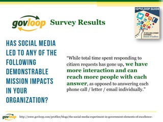 Survey Results
“While total time spent responding to
citizen requests has gone up, we have
more interaction and can
reach ...