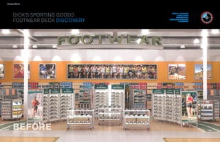 › Success Stories




        DICK’S SPORTING GOODS            BRAND INTERVIEW
                                             RETAIL AUDIT
                                            ASSESSMENT

        FOOTWEAR DECK DISCOVERY        PROGRAM STRATEGY
                                              DIRECTIVES




        BEFORE
        CLIENT RENDERING

                           32     33
 