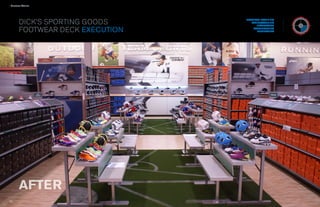 › Success Stories




        DICK’S SPORTING GOODS          PROGRAM PLANNING
                                          MANUFACTURING
                                             INSTALLATION

        FOOTWEAR DECK EXECUTION            WAREHOUSING
                                              FULFILLMENT




        AFTER
                     38           39
 