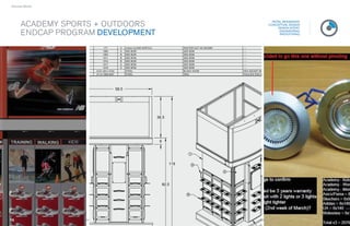 › Success Stories




                                                                                                                                 RETAIL MESSAGING
        ACADEMY SPORTS + OUTDOORS                                                                                              CONCEPTUAL DESIGN
                                                                                                                                    DESIGN INTENT

        ENDCAP PROGRAM DEVELOPMENT                                                                                                   ENGINEERING
                                                                                                                                      PROTOTYPING



                             177           X    4.5mm CLEAR ACRYLIC                 ROUTER CUT AS SHOWN       ----
                             1900          A    SEE BOM                             SEE BOM                   ----
                             1903          B    SEE BOM                             SEE BOM                   ----
                             1911          B    SEE BOM                             SEE BOM                   ----
                             1914          B    SEE BOM                             SEE BOM                   ----
                             1917          A    SEE BOM                             SEE BOM                   ----
                             1918          A    SEE BOM                             SEE BOM                   ----
                        A101-2911-0102          STEEL                               BLACK OXIDE               HEX SOCKET BU
                        A110-1808-0001          STEEL                               ZINC                      PHILLIPS PAN H




                                         58.5




                                                                      36.5




                                                                       6


                                                                                          1


                                                                              119             9

                                                                                                          2



                                                                           82.5

                                                                                      8




                    4                                                                                                     45
                                                                                                                          45
 