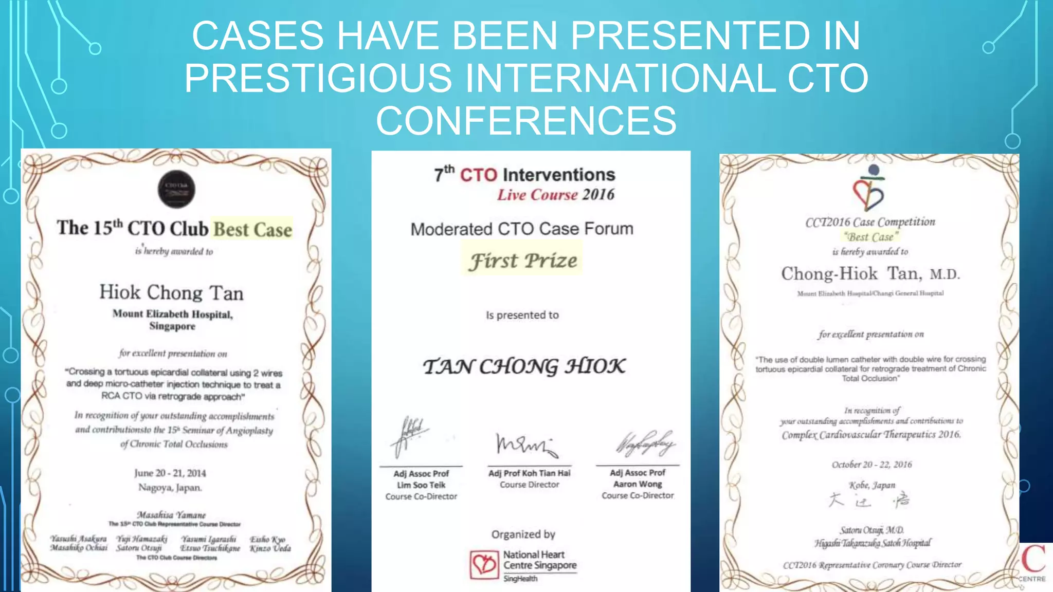 CASES HAVE BEEN PRESENTED IN
PRESTIGIOUS INTERNATIONAL CTO
CONFERENCES
 