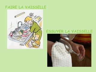 FAIRE LA VAISSELLE
ESSUYER LA VAISSELLE
 