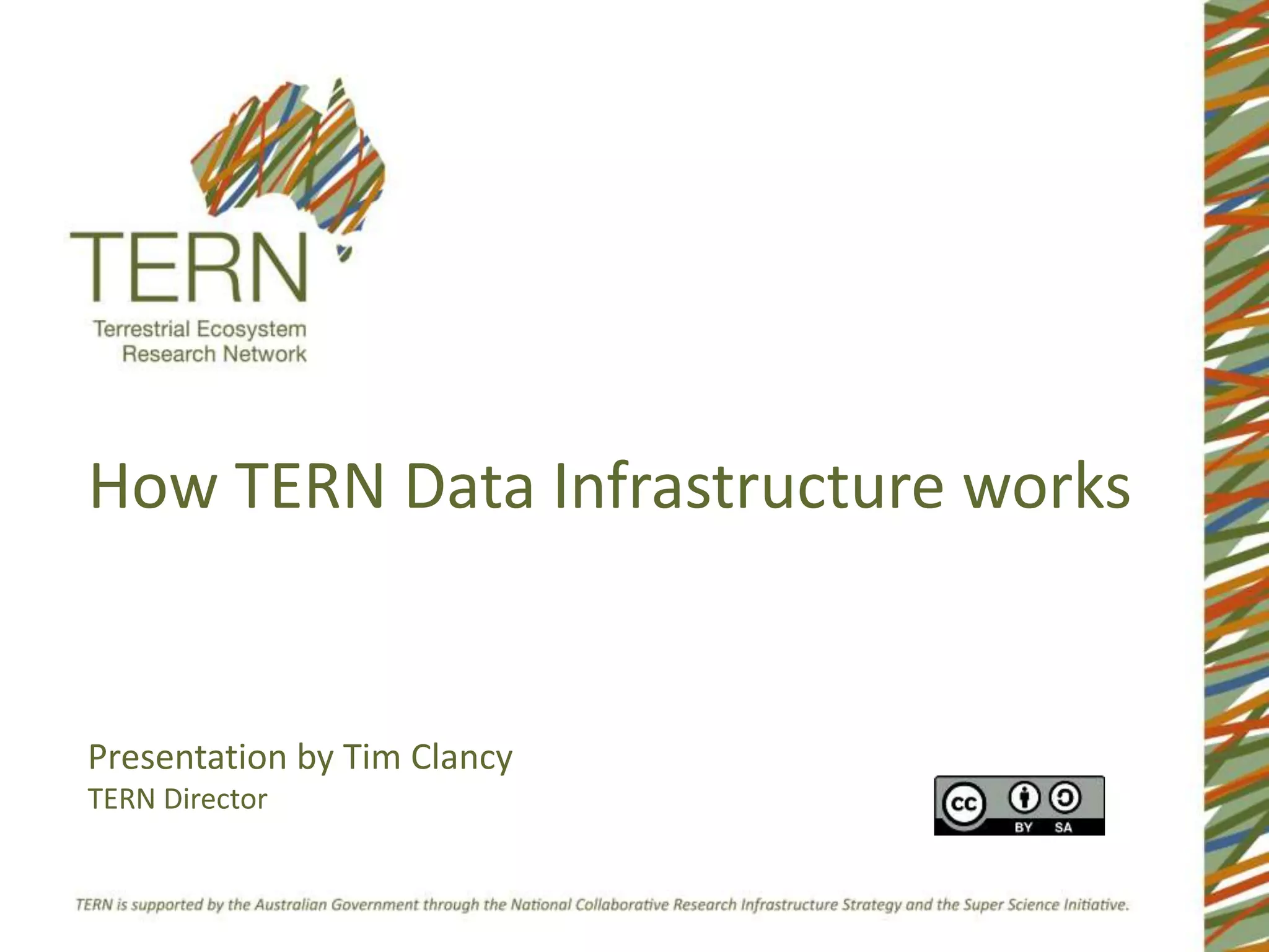 How TERN Data Infrastructure works
Presentation by Tim Clancy
TERN Director
 