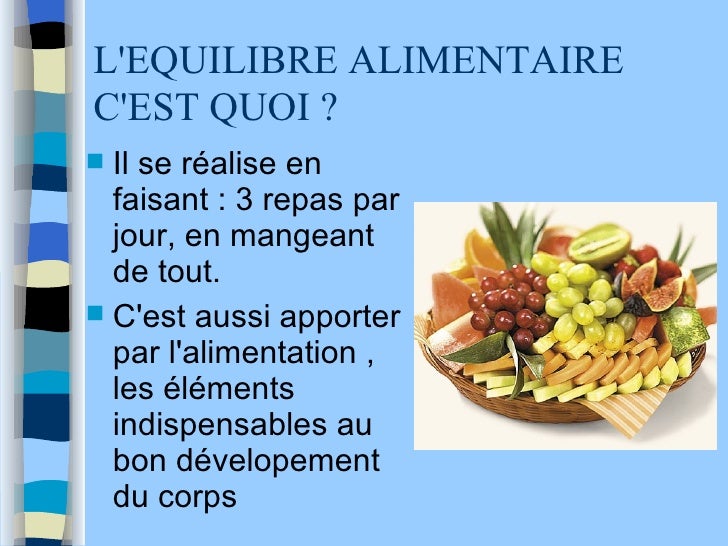 L Equilibre Alimentaire