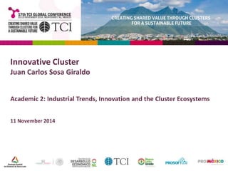 Innovative Cluster 
Juan Carlos Sosa Giraldo 
Academic 2: Industrial Trends, Innovation and the Cluster Ecosystems 
11 November 2014 
 