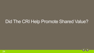24 
Did The CRI Help Promote Shared Value? 
 
