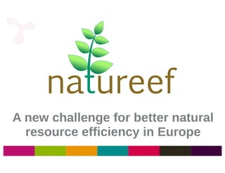 Natureef – A new challenge for better natural resource 
efficiency in Europe 
Enric Pedrós 
Parallel 1.1 Common problems, common markets and shared value 
creation 
11 November 2014 
 