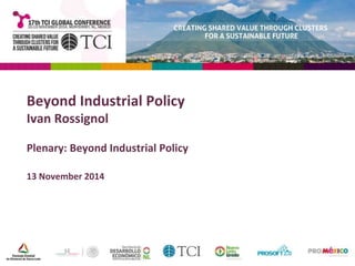 Beyond Industrial Policy 
Ivan Rossignol 
Plenary: Beyond Industrial Policy 
13 November 2014 
 