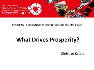 Titel presentatie
[Naam, organisatienaam]
Summit Day – Scientist forum on Smart Specialisation related to clusters
Christian Ketels
What Drives Prosperity?
 