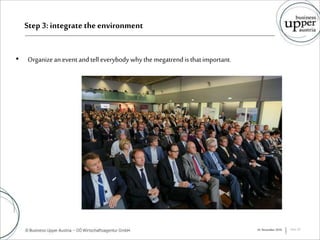 Step 3: integrate theenvironment
• Organizeanevent andtell everybodywhythe megatrendis thatimportant.
16. November 2016 Seite 28
 