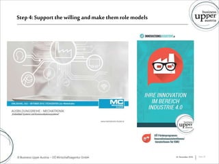 Step 4: Support thewilling and make them rolemodels
16. November 2016 Seite 30
 