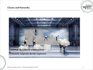 UPPER AUSTRIA'S STRENGTHS
Network, cooperate,decide, implement
Clusterand Networks
 