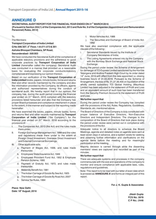 Transport Corporation of India Ltd. | Annual Repor
 