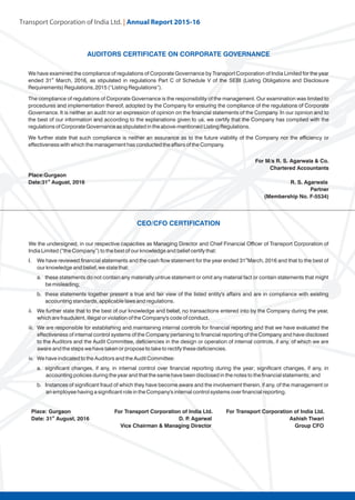 Transport Corporation of India Ltd. | Annual Repor
 