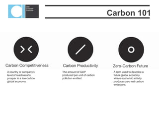  20
In a high-carbon economy, carbon
emissions have been coupled to
economic growth, whilst future
generations and the environment are
largely excluded from the equation.
The pursuit of short-term growth at
any cost is neither sustainable nor fair.
We need to factor in the finite nature
of our natural resources and the real
cost of carbon pollution.
Our future should hold a new low and
then zero carbon prosperity.
Where do we go from here?
 