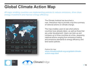 The Global Perspective
The introduction of China’s scheme is in line with other efforts in the Asia-Pacific.


•   China’s pilot schemes are scheduled to be
    launched in 2013-14, with a nationwide ETS is
    expected to emerge in 2015-16. Australia’s
    emissions trading scheme will begin in 2015,
    similar to China’s.
•   South Korea have legislated for a nationwide
    trading scheme in 2015, whilst Sao Paolo and
    Rio De Janeiro will begin regional pilot schemes
    in 2013.
•   The United Nations framework on climate change (UNFCCC) process aims to finish negotiation
    on a global agreement by 2015, which would come into force in 2020.
•   China’s emissions trading system should eventually link with other schemes, though not until
    after 2020.




                                                                                                10
 