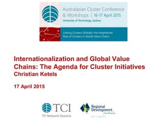 Internationalization and Global Value
Chains: The Agenda for Cluster Initiatives
Christian Ketels
17 April 2015
 