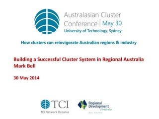 Building a Successful Cluster System in Regional Australia
Mark Bell
30 May 2014
 