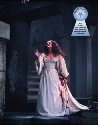 True
or false?
Joan Sutherland
never needed any
training to become a
great singer.
SEA
RCH LI
GHT
 