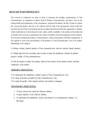 Tata Communication Limited Summer Internship Report | DOCX