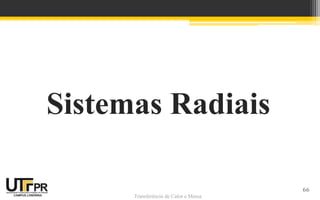Transferência de Calor e Massa
Sistemas Radiais
66
 