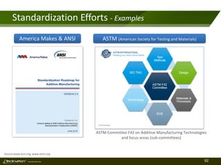 92TM
Consulting Services
Standardization Efforts - Examples
America Makes & ANSI
Source:www.ansi.org; www.astm.org
ASTM Committee F42 on Additive Manufacturing Technologies
and focus areas (sub-committees)
ASTM (American Society for Testing and Materials)
 