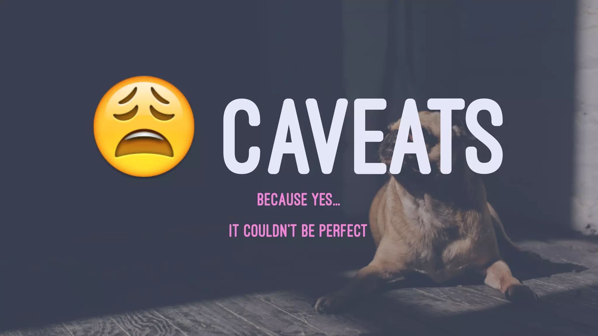 ! CAVEATSBECAUSE YES...
IT COULDN'T BE PERFECT
 