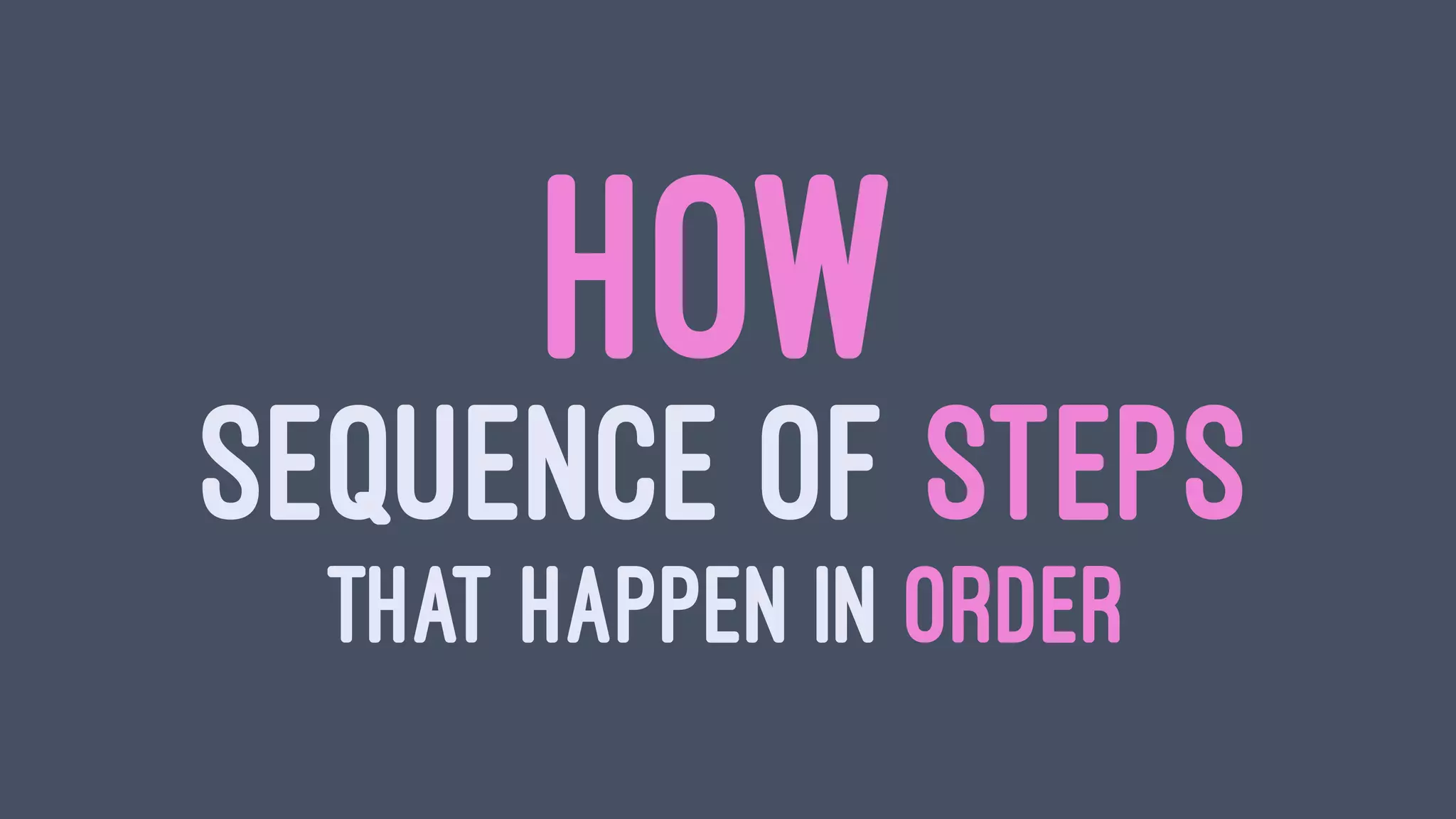 HOW
SEQUENCE OF STEPS
THAT HAPPEN IN ORDER
 