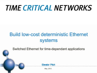 Build low-cost deterministic Ethernet
              systems
 Switched Ethernet for time-dependant applications




                      May, 2012
 