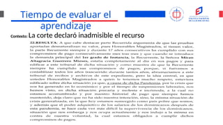 Tiempo de evaluar el
aprendizaje
Contexto: La corte declaró inadmisible el recurso
 